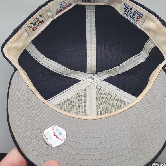 Cleveland Indians 5950 New Era 100% Wool Fitted Hat Size 8 Pro Model Cooperstown - Picture 9 of 14